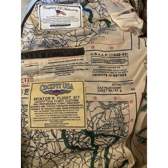 COCKPIT USA NAVY G-1 LEATHER JACKET BROWN MADE IN USA SIZE 3XL - Picture 9 of 11